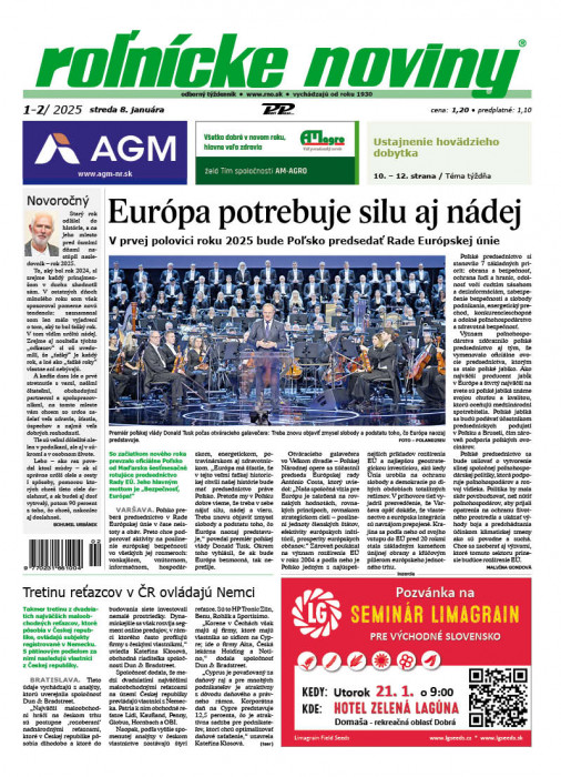 Obálka titulu Rolnické noviny - vydání č. 2/2025