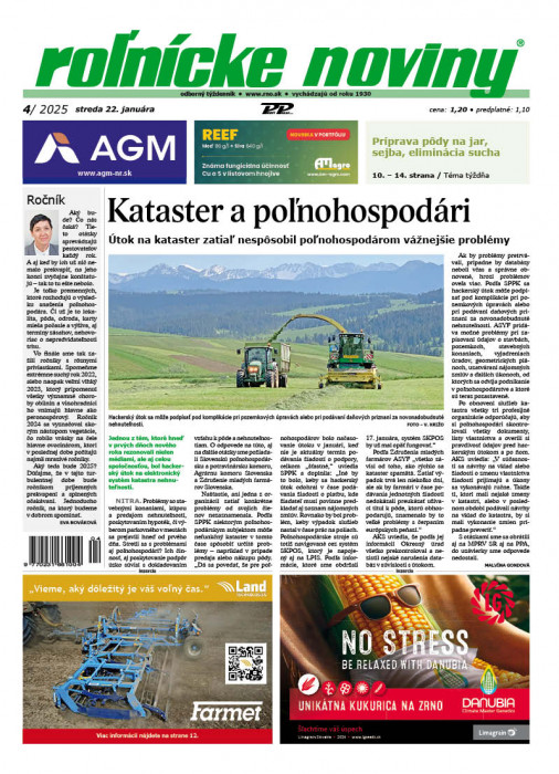 Obálka titulu Rolnické noviny - vydání č. 4/2025