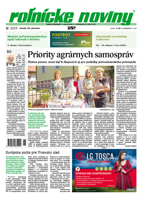Obálka titulu Rolnické noviny - vydání č. 5/2025