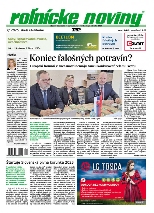 Obálka titulu Rolnické noviny - vydání č. 7/2025