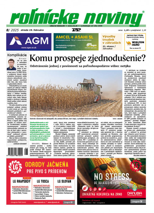 Obálka titulu Rolnické noviny - vydání č. 8/2025