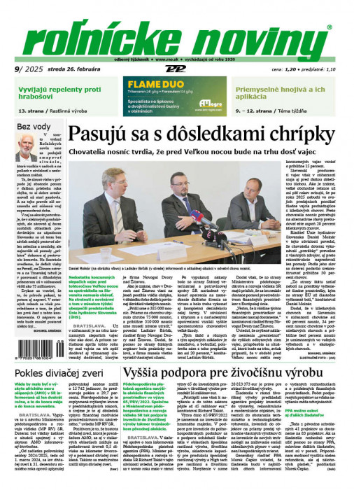 Obálka titulu Rolnické noviny - vydání č. 9/2025