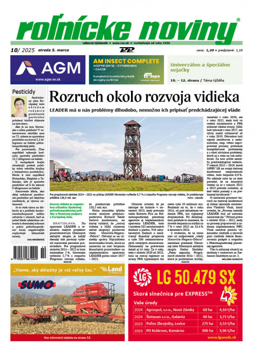 Obálka titulu Rolnické noviny - vydání č. 10/2025