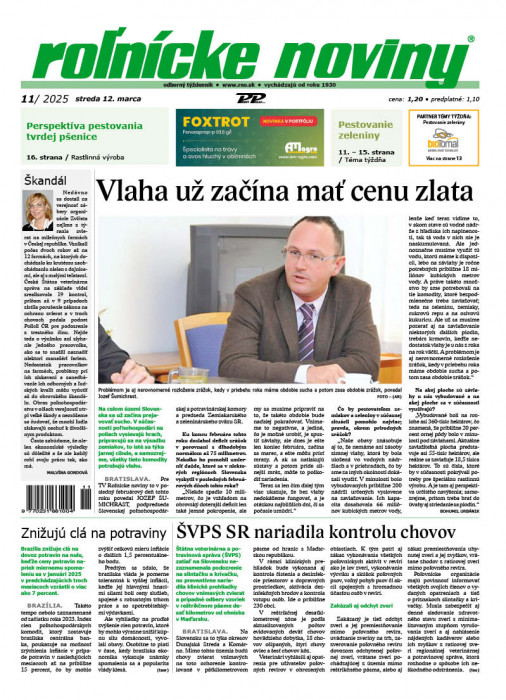Obálka titulu Rolnické noviny - vydání č. 11/2025
