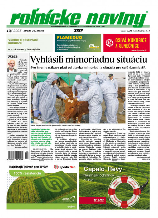Obálka titulu Rolnické noviny - vydání č. 13/2025