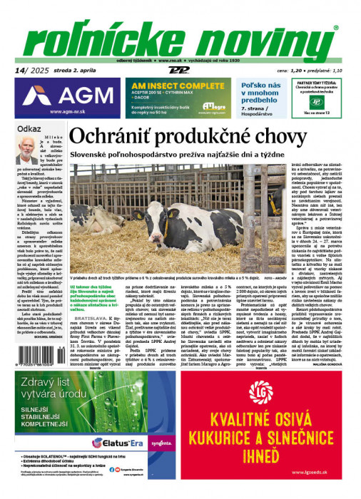 Obálka titulu Rolnické noviny - vydání č. 14/2025