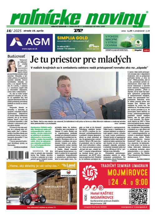 Obálka titulu Rolnické noviny - vydání č. 16/2025