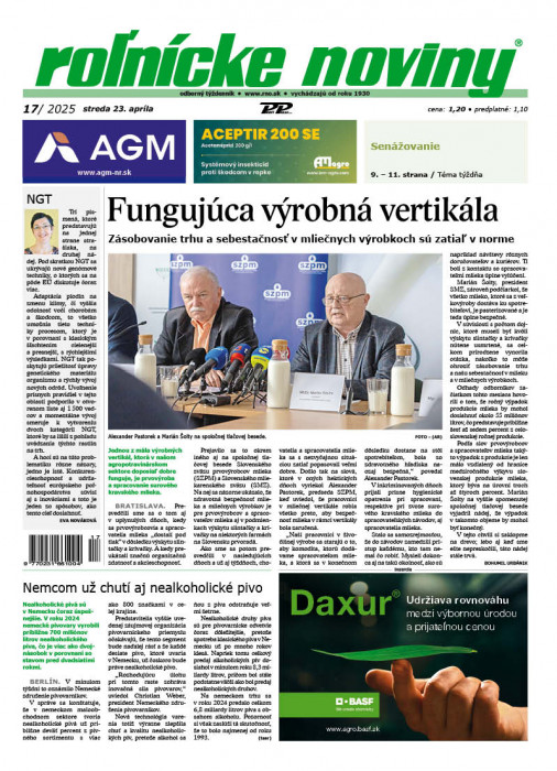 Obálka titulu Rolnické noviny - vydání č. 17/2025