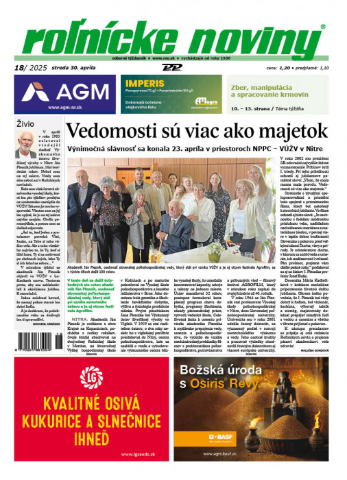 Obálka titulu Rolnické noviny - vydání č. 18/2025