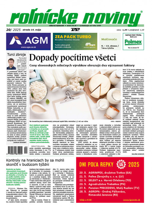 Obálka titulu Rolnické noviny - vydání č. 20/2025