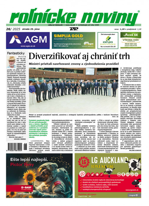 Obálka titulu Rolnické noviny - vydání č. 26/2025
