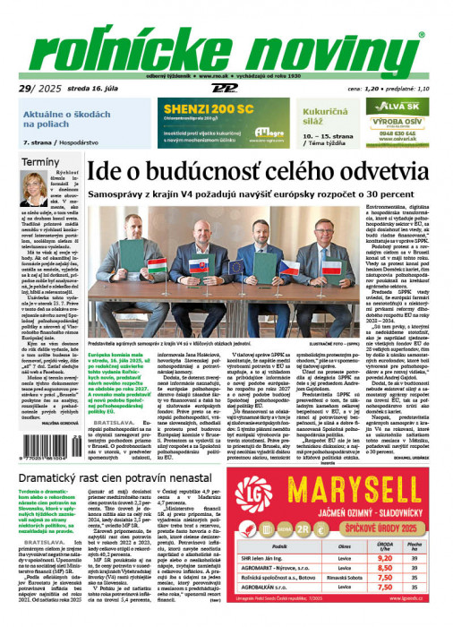 Obálka titulu Rolnické noviny - vydání č. 29/2025