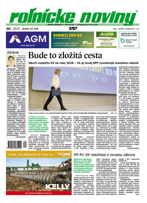 Obálka titulu Rolnické noviny - vydání č. 30/2025