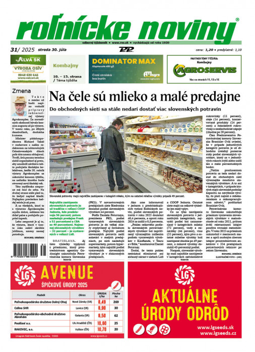 Obálka titulu Rolnické noviny - vydání č. 31/2025