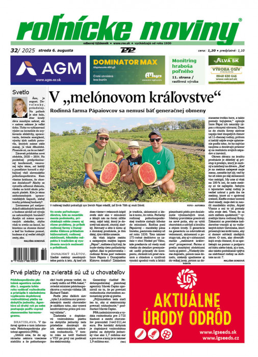 Obálka titulu Rolnické noviny - vydání č. 32/2025