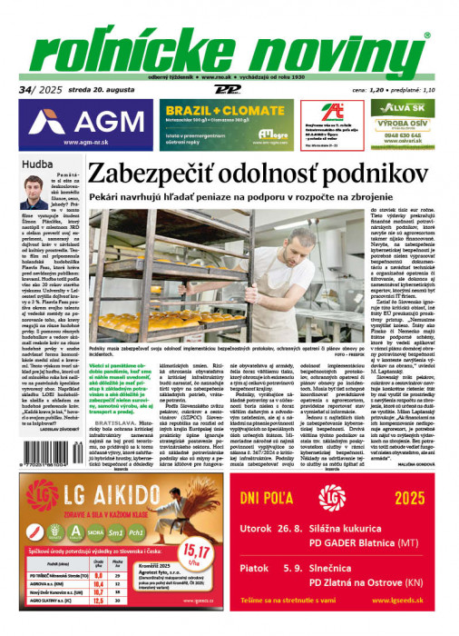 Obálka titulu Rolnické noviny - vydání č. 34/2025