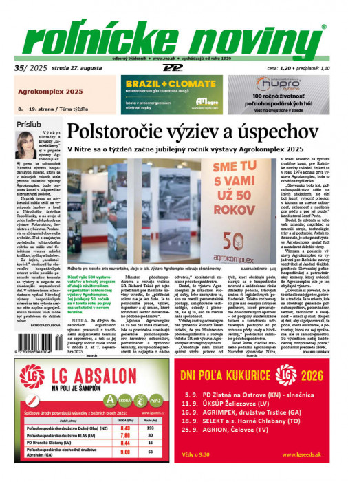 Obálka titulu Rolnické noviny - vydání č. 35/2025