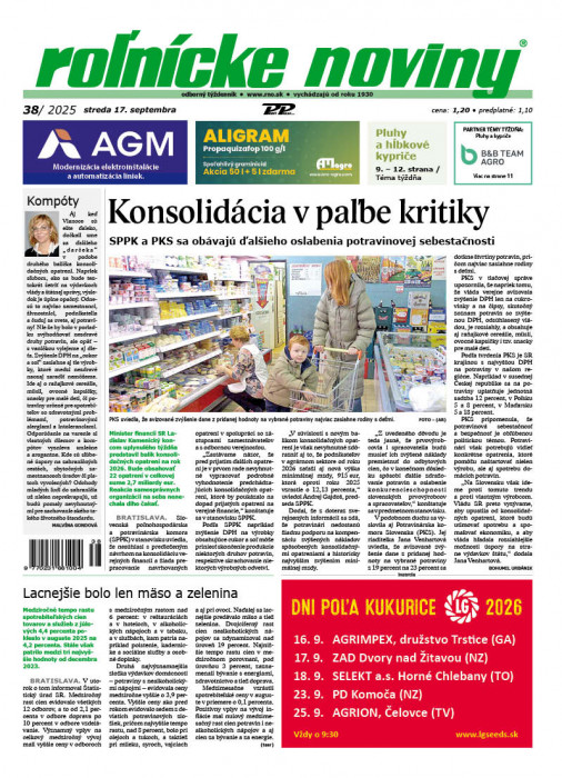 Obálka titulu Rolnické noviny - vydání č. 38/2025