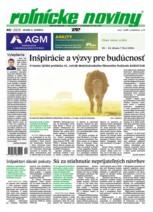 Obálka titulu Rolnické noviny - vydání č. 40/2025