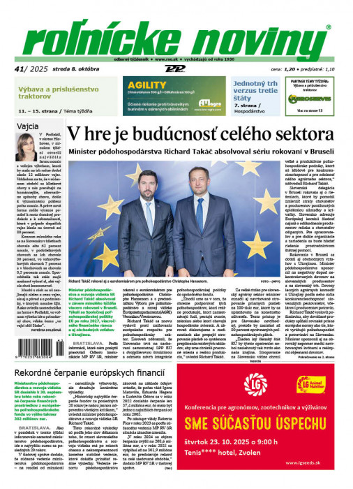 Obálka titulu Rolnické noviny - vydání č. 41/2025