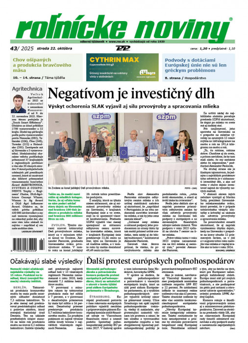 Obálka titulu Rolnické noviny - vydání č. 43/2025