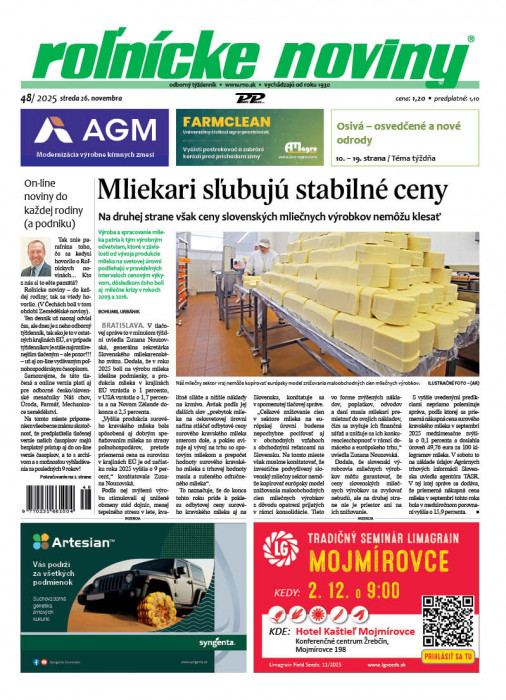 Obálka titulu Rolnické noviny - vydání č.&nbsp;48/2025