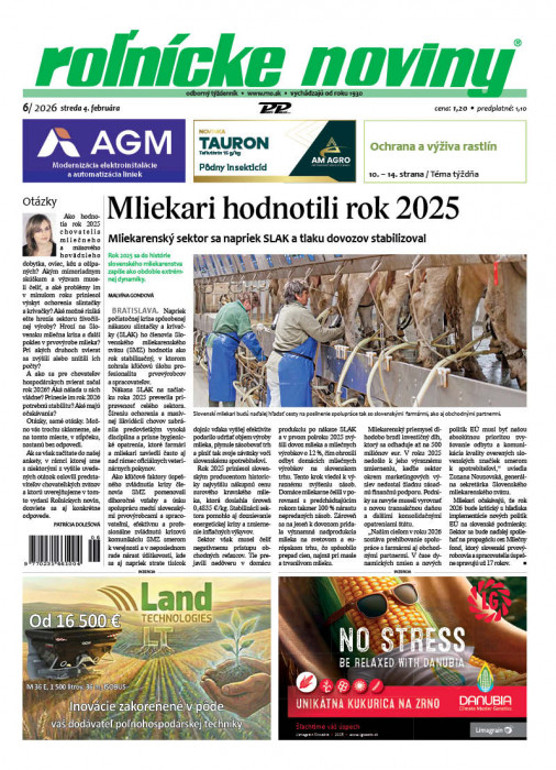 Obálka titulu Rolnické noviny - vydání č.&nbsp;6/2026