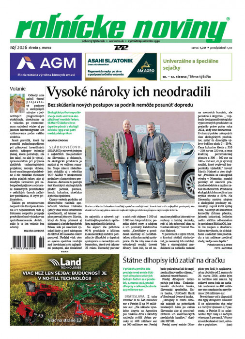 Obálka titulu Rolnické noviny - vydání č.&nbsp;10/2026