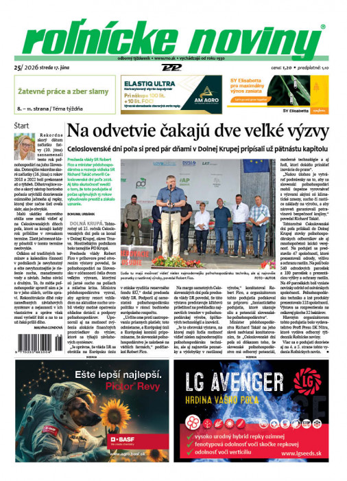 Obálka titulu Rolnické noviny - vydání č.&nbsp;25/2026
