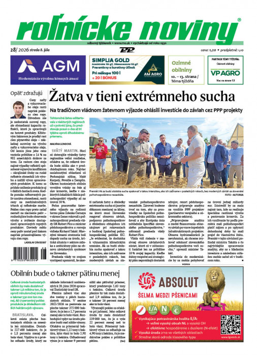 Obálka titulu Rolnické noviny - vydání č.&nbsp;28/2026