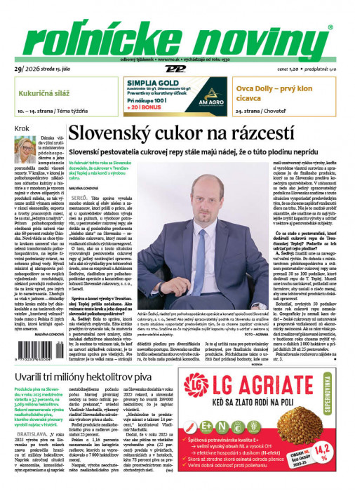 Obálka titulu Rolnické noviny - vydání č.&nbsp;29/2026