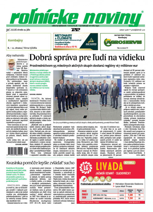 Obálka titulu Rolnické noviny - vydání č.&nbsp;31/2026