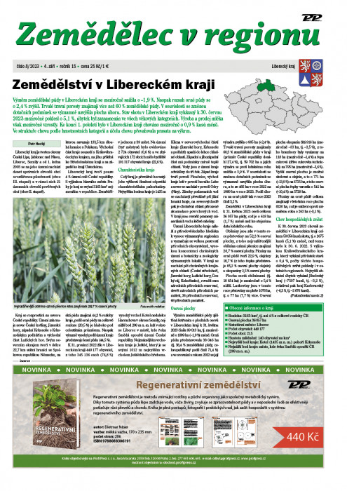 Obálka titulu Zemědělec v regionu - vydání č. 8/2023