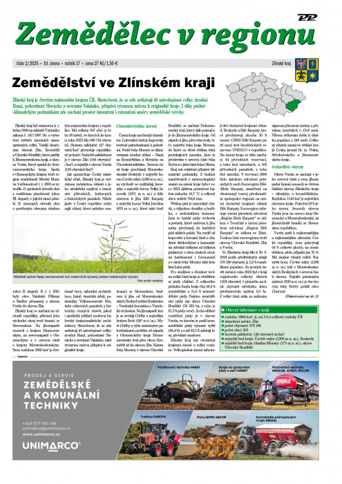 Obálka titulu Zemědělec v regionu - vydání č. 2/2025