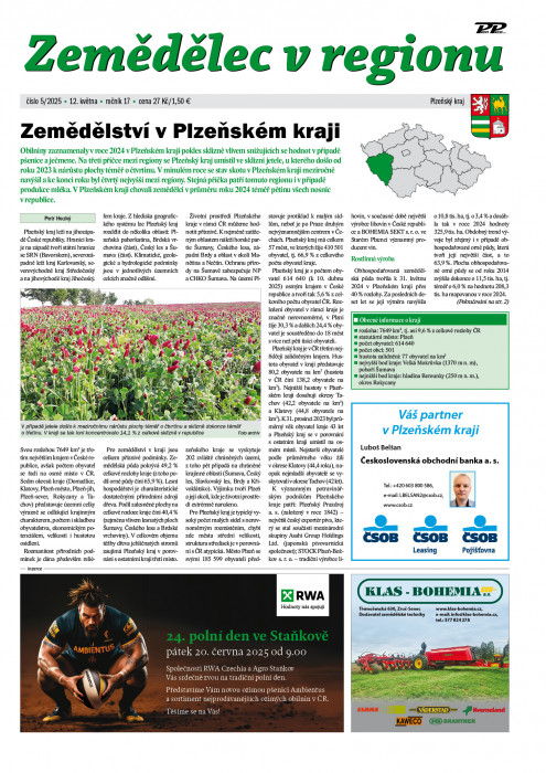 Obálka titulu Zemědělec v regionu - vydání č. 5/2025