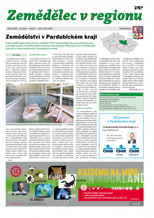 Obálka titulu Zemědělec v regionu - vydání č. 6/2025