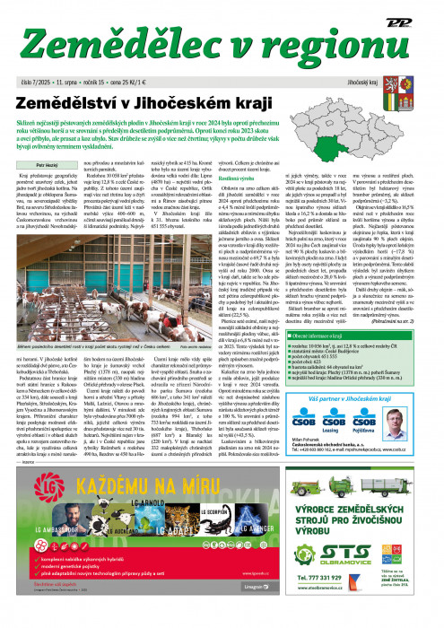 Obálka titulu Zemědělec v regionu - vydání č. 7/2025