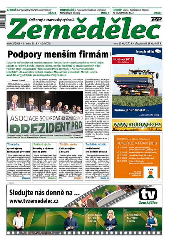 Obálka titulu Zemědělec - vydání č. 2/2018