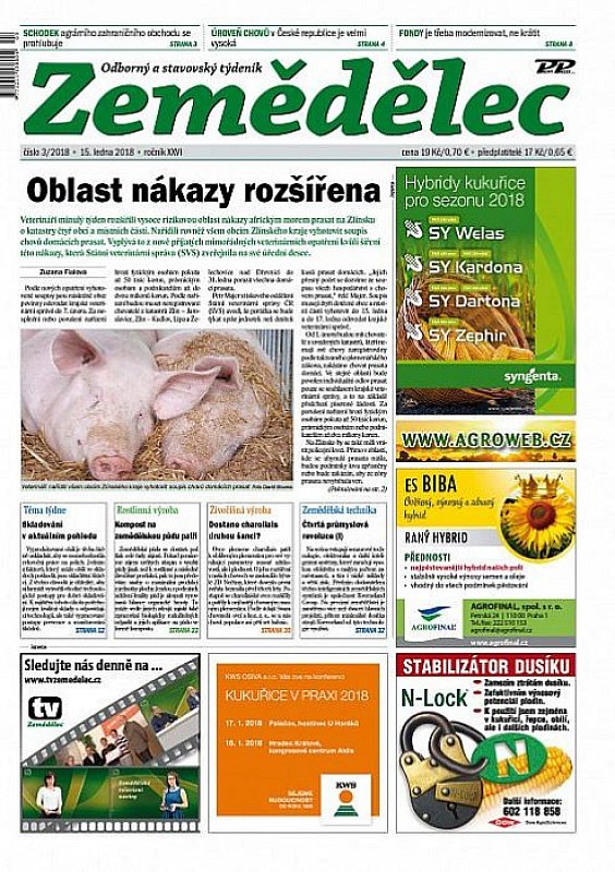 Obálka titulu Zemědělec - vydání č. 3/2018