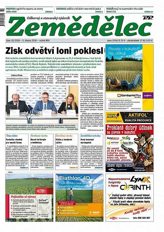 Obálka titulu Zemědělec - vydání č. 10/2018