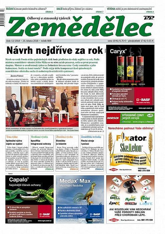 Obálka titulu Zemědělec - vydání č. 13/2018
