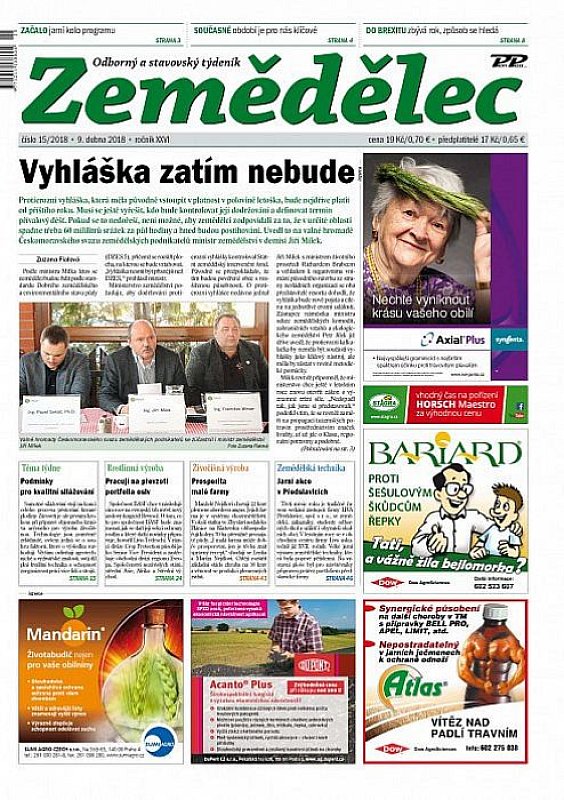 Obálka titulu Zemědělec - vydání č. 15/2018
