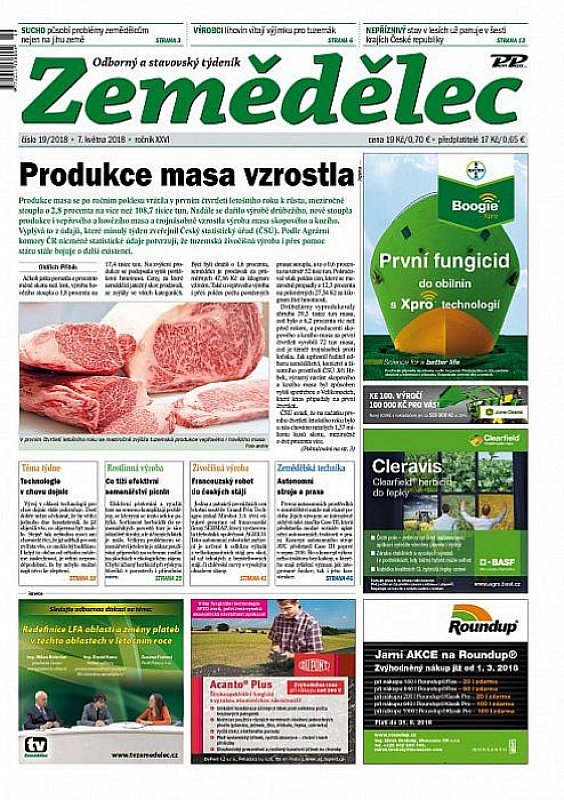 Obálka titulu Zemědělec - vydání č. 19/2018