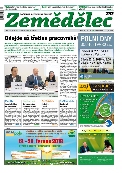 Obálka titulu Zemědělec - vydání č. 23/2018