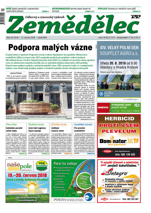 Obálka titulu Zemědělec - vydání č. 24/2018