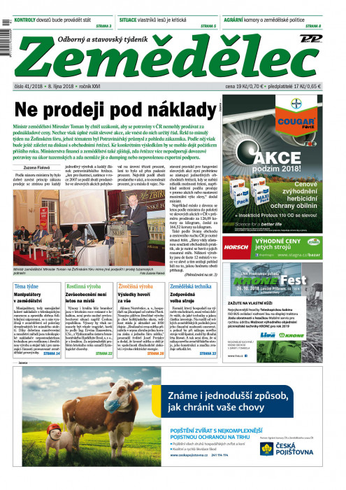 Obálka titulu Zemědělec - vydání č. 41/2018