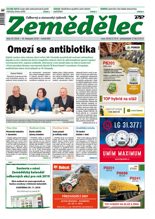 Obálka titulu Zemědělec - vydání č. 47/2018