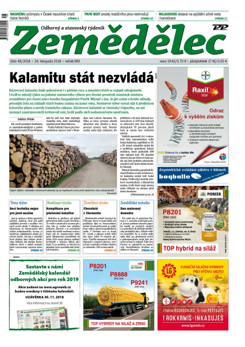 Obálka titulu Zemědělec - vydání č. 48/2018