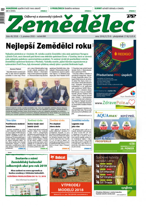 Obálka titulu Zemědělec - vydání č. 49/2018