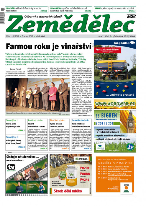 Obálka titulu Zemědělec - vydání č. 1/2019